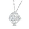 Thumbnail Image 2 of Multi-Diamond Flower Necklace 1/4 ct tw 10K White Gold 18"
