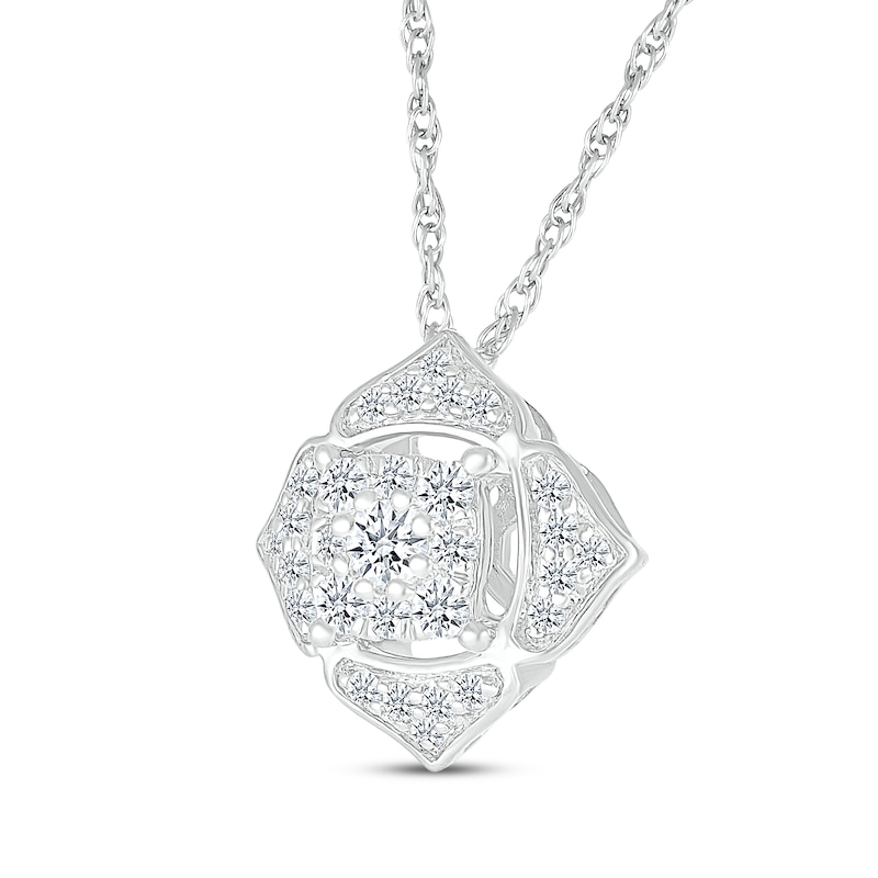 Main Image 2 of Multi-Diamond Flower Necklace 1/4 ct tw 10K White Gold 18"