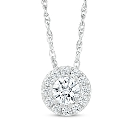 Diamond Halo Necklace 1/4 ct tw 10K White Gold 18"