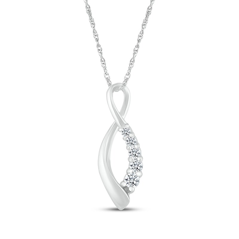 Main Image 1 of Diamond Infinity Necklace 1/6 ct tw 10K White Gold 18"