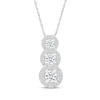 Thumbnail Image 1 of Diamond Graduated Three-Stone Halo Necklace 1/2 ct tw 10K White Gold 18"