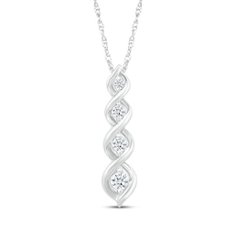 Diamond Graduated Twist Necklace 1/6 ct tw Sterling Silver 18"