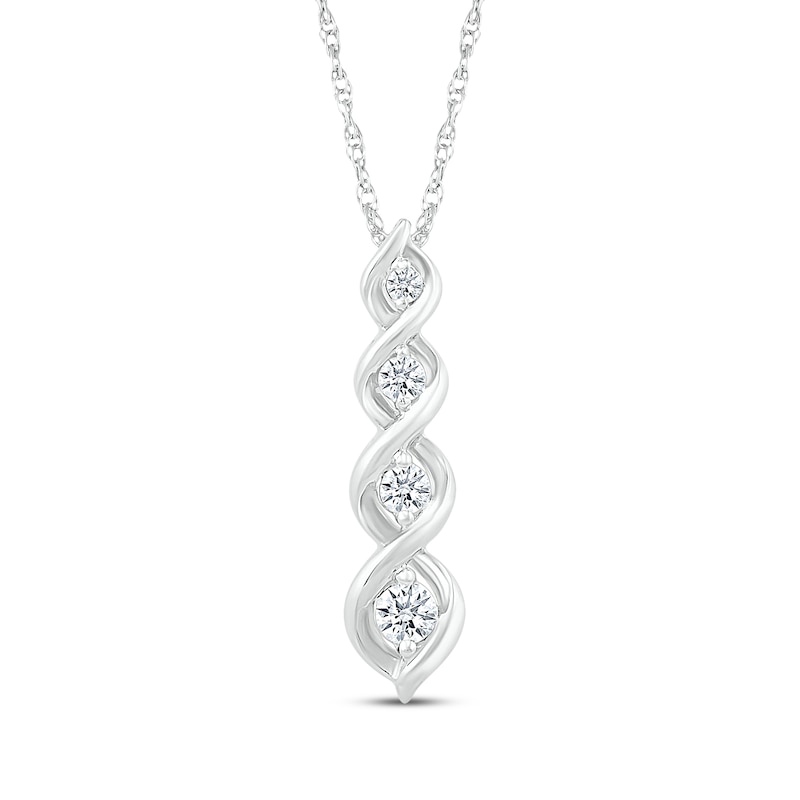 Main Image 1 of Diamond Graduated Twist Necklace 1/6 ct tw Sterling Silver 18"