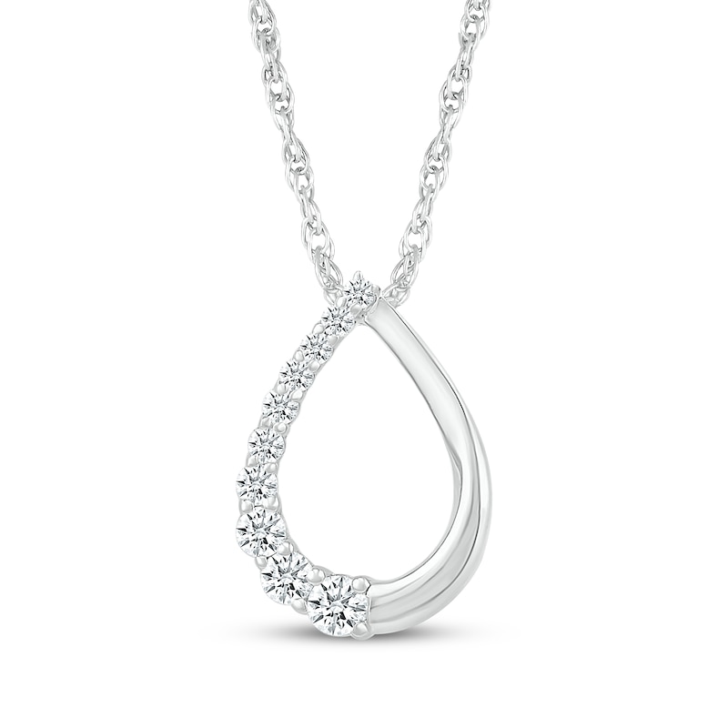 Main Image 1 of Diamond Open Teardrop Necklace 1/5 ct tw 10K White Gold 18"