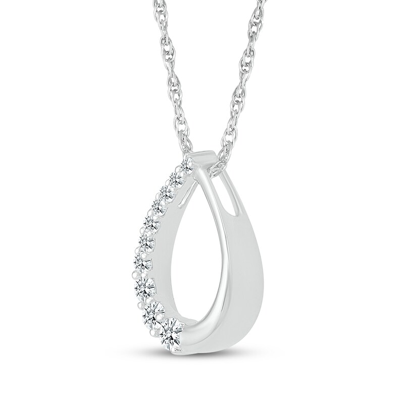 Main Image 2 of Diamond Open Teardrop Necklace 1/5 ct tw 10K White Gold 18"