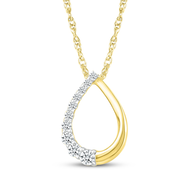 Main Image 1 of Diamond Open Teardrop Necklace 1/5 ct tw 10K Yellow Gold 18"