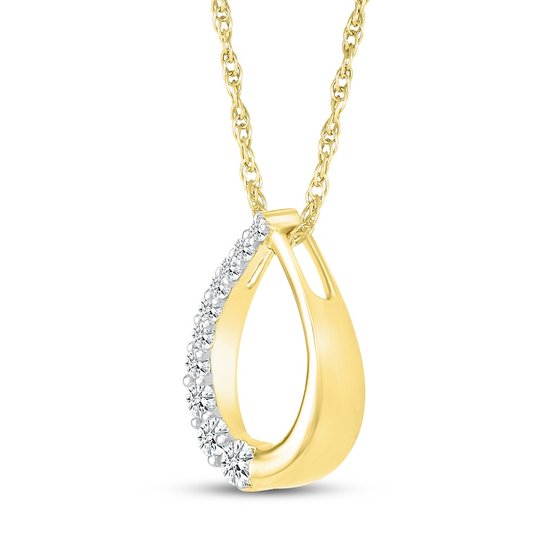 Main Image 2 of Diamond Open Teardrop Necklace 1/5 ct tw 10K Yellow Gold 18"