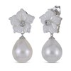 Thumbnail Image 1 of Cultured Pearl, White Lab-Created Sapphire & Mother-of-Pearl Dangle Earrings Sterling Silver