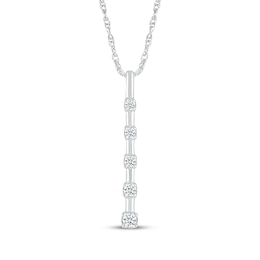 Diamond Five-Stone Vertical Bar Necklace 1/10 ct tw 10K White Gold 18"