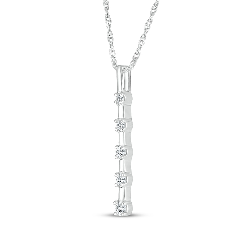 Main Image 2 of Diamond Five-Stone Vertical Bar Necklace 1/10 ct tw 10K White Gold 18"