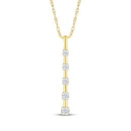 Diamond Five-Stone Vertical Bar Necklace 1/10 ct tw 10K Yellow Gold 18"