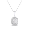 Thumbnail Image 1 of Baguette & Round-Cut Multi-Diamond Octagon Frame Necklace 1/6 ct tw 10K White Gold 18"