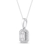 Thumbnail Image 2 of Baguette & Round-Cut Multi-Diamond Octagon Frame Necklace 1/6 ct tw 10K White Gold 18"