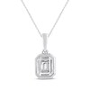 Thumbnail Image 3 of Baguette & Round-Cut Multi-Diamond Octagon Frame Necklace 1/6 ct tw 10K White Gold 18"