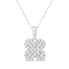 Thumbnail Image 1 of Baguette & Round-Cut Diamond Clover Necklace 1/6 ct tw 10K White Gold 18"