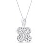 Thumbnail Image 2 of Baguette & Round-Cut Diamond Clover Necklace 1/6 ct tw 10K White Gold 18"