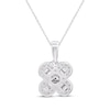 Thumbnail Image 3 of Baguette & Round-Cut Diamond Clover Necklace 1/6 ct tw 10K White Gold 18"