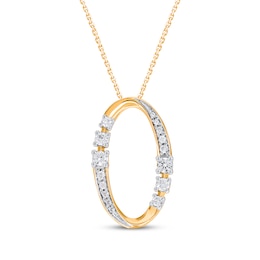 Diamond Oval Necklace 1/15 ct tw 10K Yellow Gold 18"