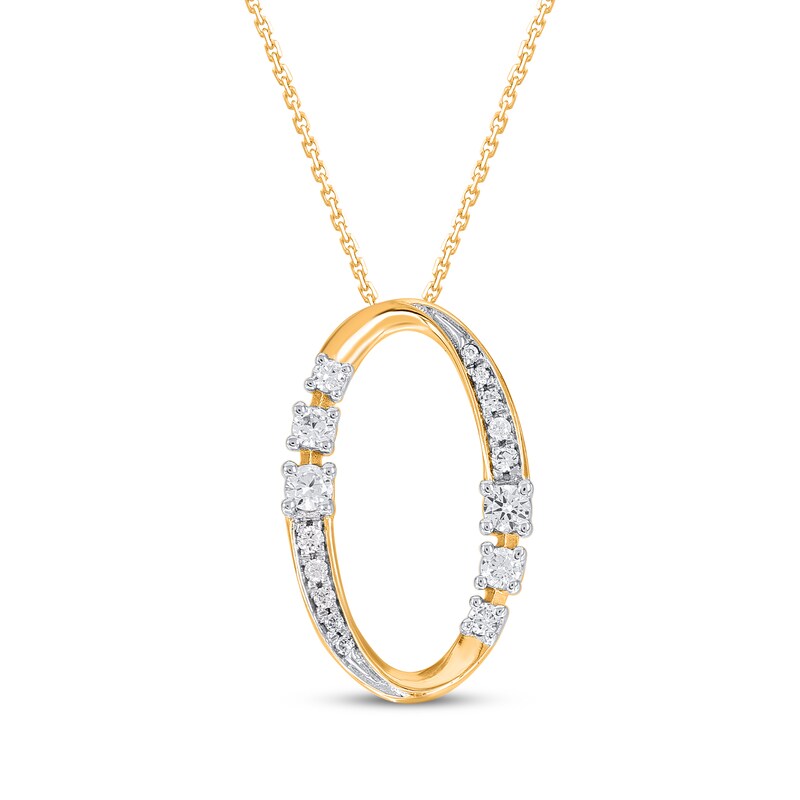 Main Image 1 of Diamond Oval Necklace 1/15 ct tw 10K Yellow Gold 18"