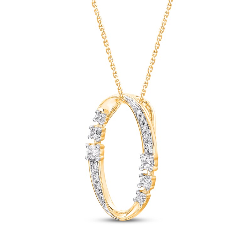 Main Image 2 of Diamond Oval Necklace 1/15 ct tw 10K Yellow Gold 18"