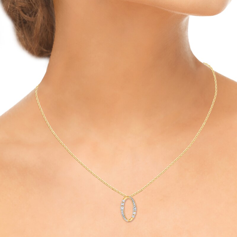Main Image 5 of Diamond Oval Necklace 1/15 ct tw 10K Yellow Gold 18"