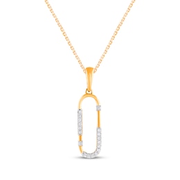 Diamond Paperclip Pendant Necklace 1/15 ct tw 10K Yellow Gold