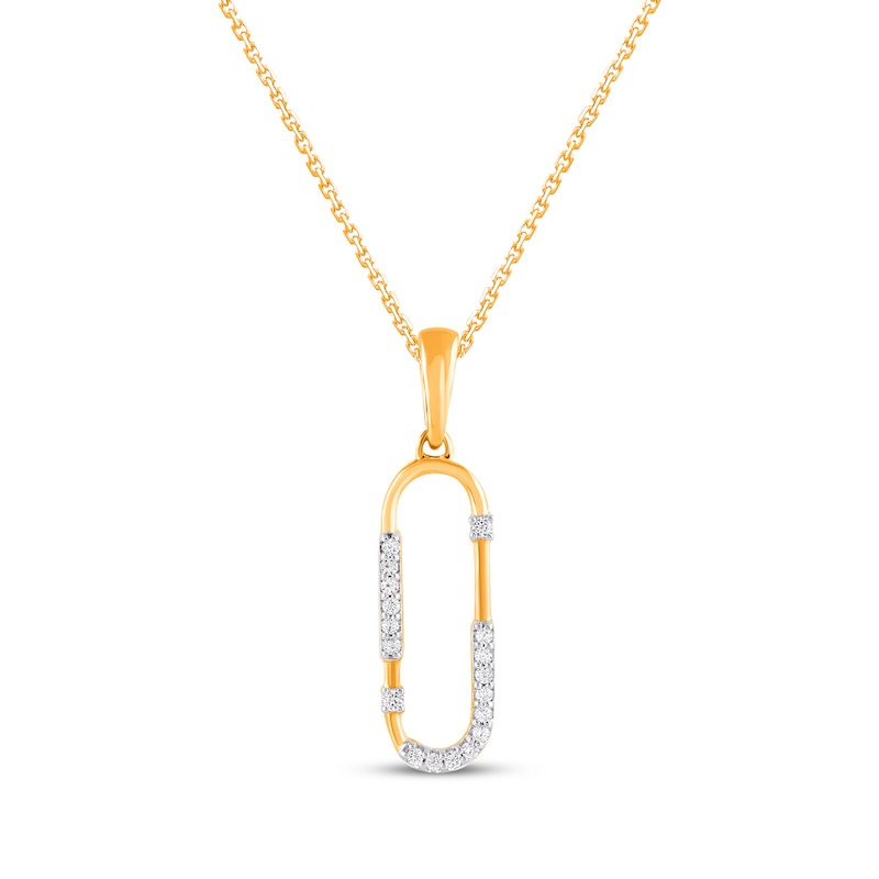 Main Image 1 of Diamond Paperclip Pendant Necklace 1/15 ct tw 10K Yellow Gold