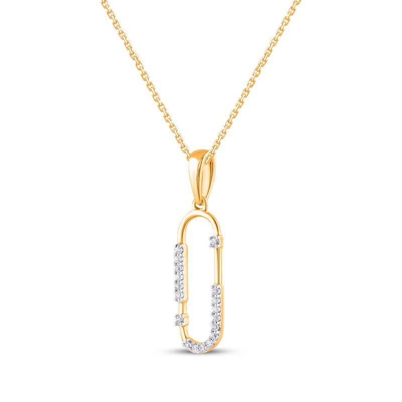 Main Image 2 of Diamond Paperclip Pendant Necklace 1/15 ct tw 10K Yellow Gold