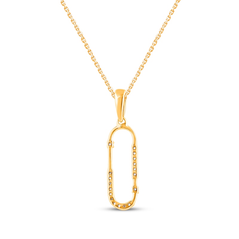 Main Image 3 of Diamond Paperclip Pendant Necklace 1/15 ct tw 10K Yellow Gold