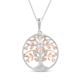 Diamond Family Tree Necklace 1/20 ct tw 10K Two-Tone Gold 18"
