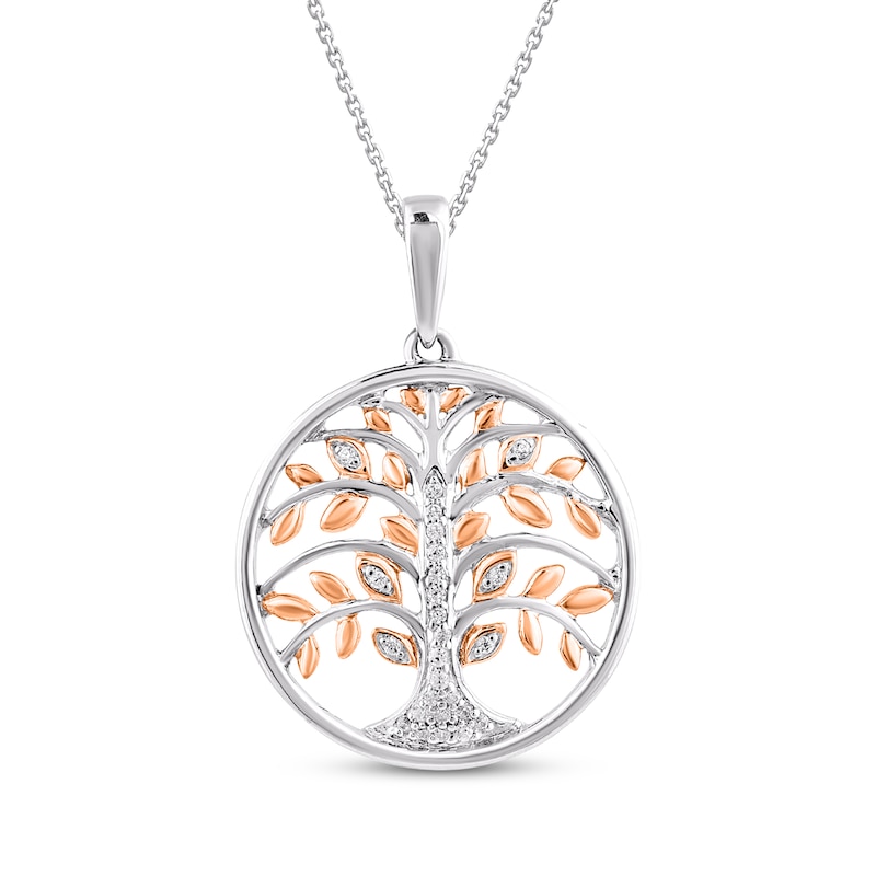 Main Image 1 of Diamond Family Tree Necklace 1/20 ct tw 10K Two-Tone Gold 18"