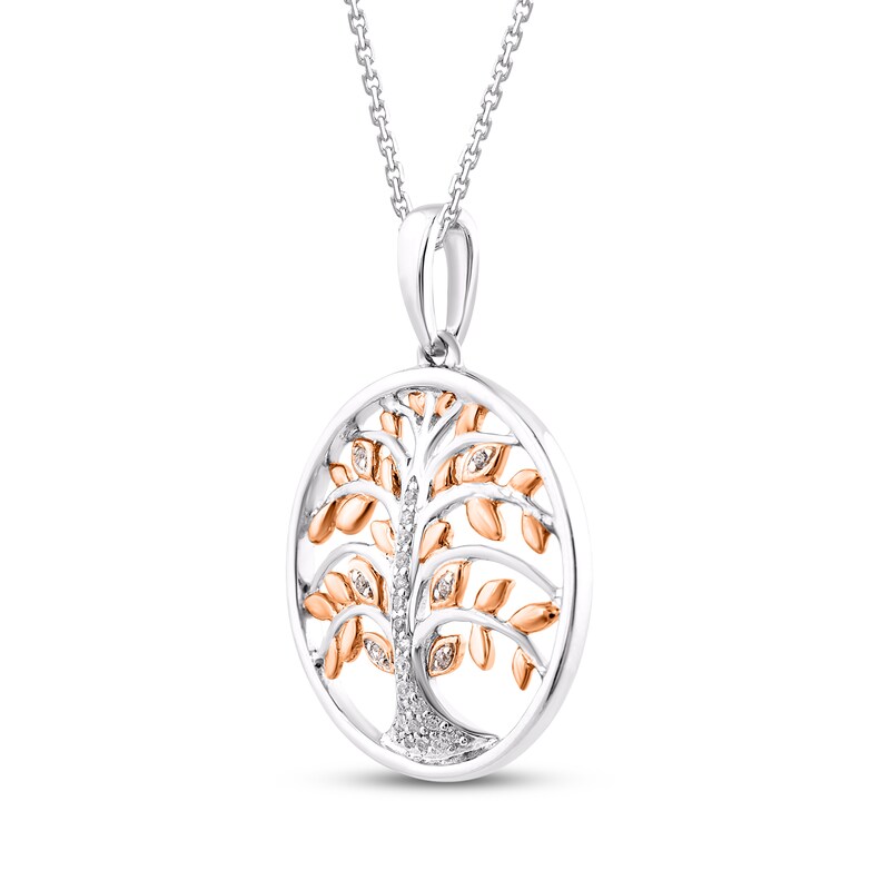 Main Image 2 of Diamond Family Tree Necklace 1/20 ct tw 10K Two-Tone Gold 18"