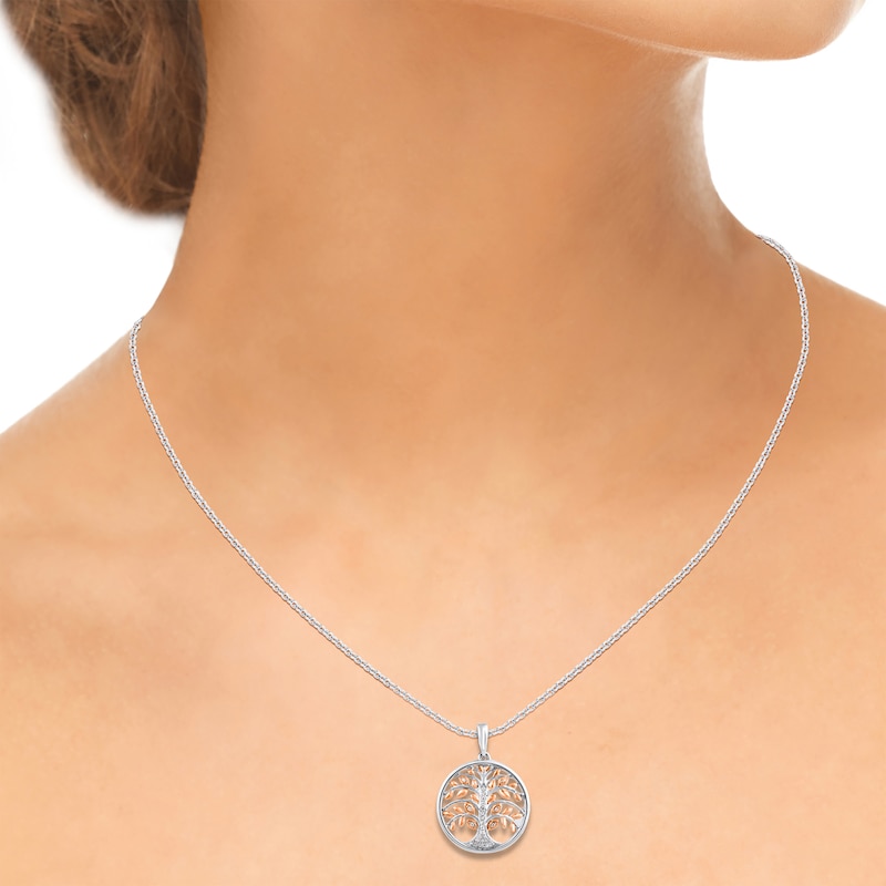 Main Image 5 of Diamond Family Tree Necklace 1/20 ct tw 10K Two-Tone Gold 18"