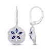 Thumbnail Image 2 of Blue & White Lab-Created Sapphire Sand Dollar Drop Earrings Sterling Silver