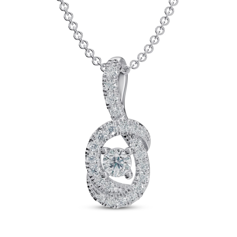 Main Image 1 of Diamond Knot Necklace 1/5 ct tw 10K White Gold 18"