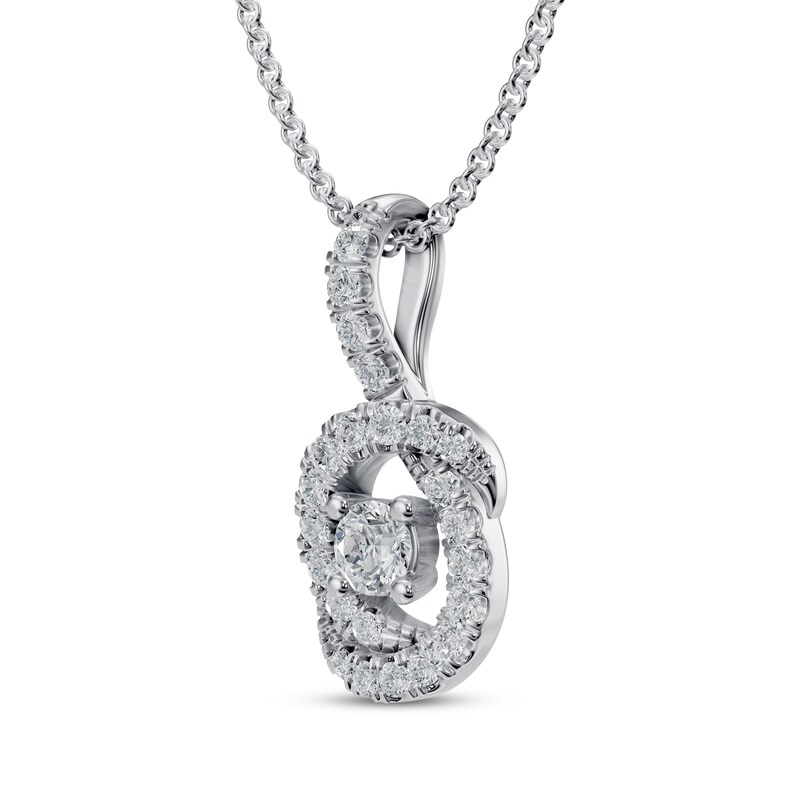 Main Image 2 of Diamond Knot Necklace 1/5 ct tw 10K White Gold 18"