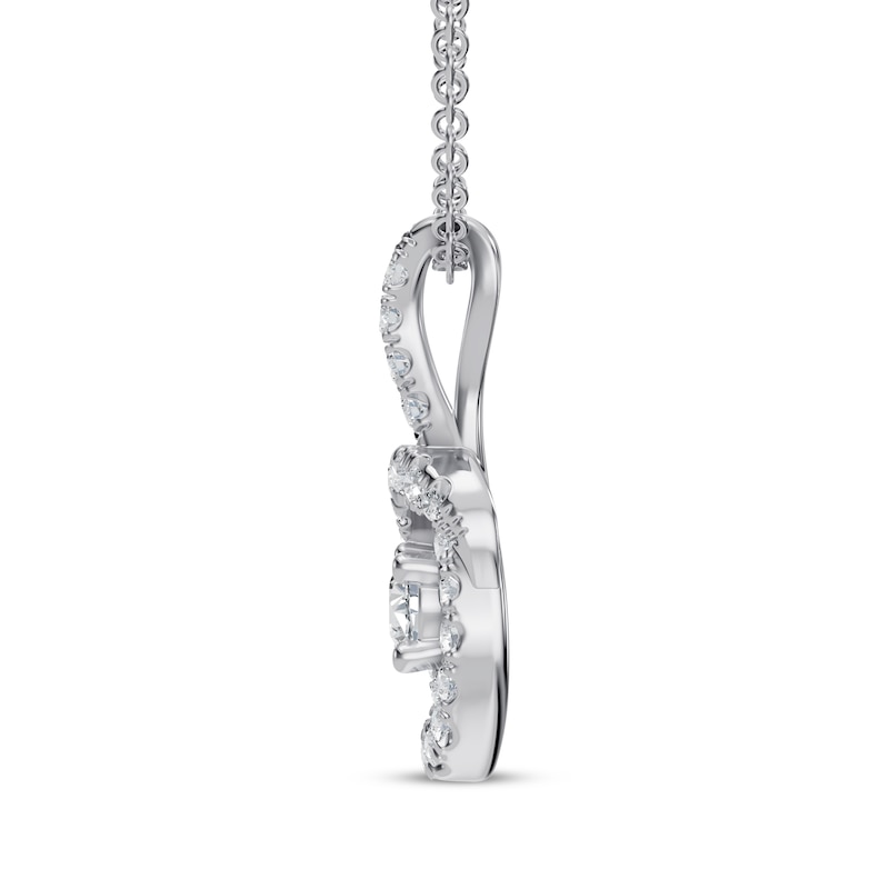 Main Image 3 of Diamond Knot Necklace 1/5 ct tw 10K White Gold 18"