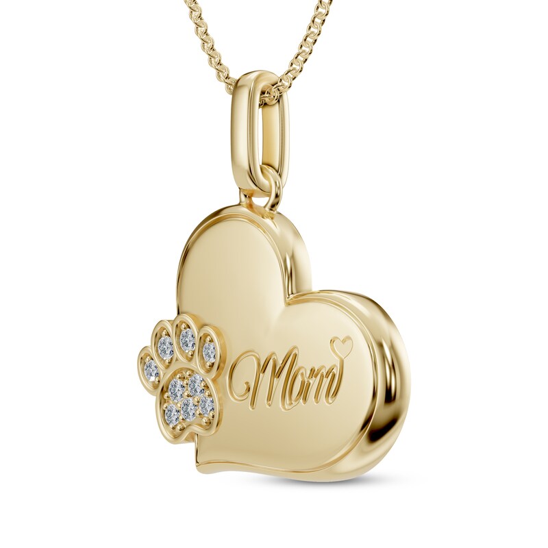 Main Image 2 of Diamond Dog Mom Heart Necklace 1/15 ct tw Sterling Silver with 10K Yellow Gold Plate 18"