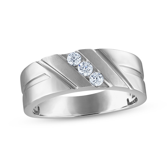Men's Diamond Wedding Band 1/4 ct tw 10K White Gold