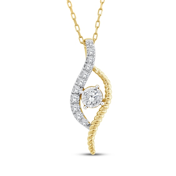 Threads of Love Diamond Swirl Necklace 1/3 ct tw 10K Yellow Gold 18"