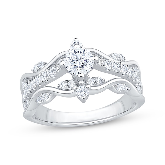 Adore Round-Cut Diamond Swirl Engagement Ring 1 ct tw 14K White Gold