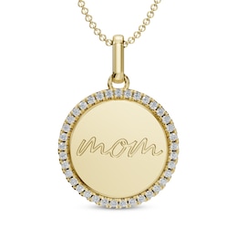 "Mom" Diamond Necklace 1/5 ct tw Sterling Silver with 10K Yellow Gold Plate 18"