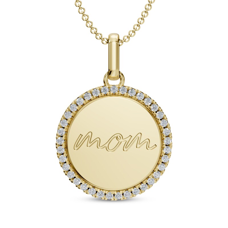 Main Image 1 of "Mom" Diamond Necklace 1/5 ct tw Sterling Silver with 10K Yellow Gold Plate 18"