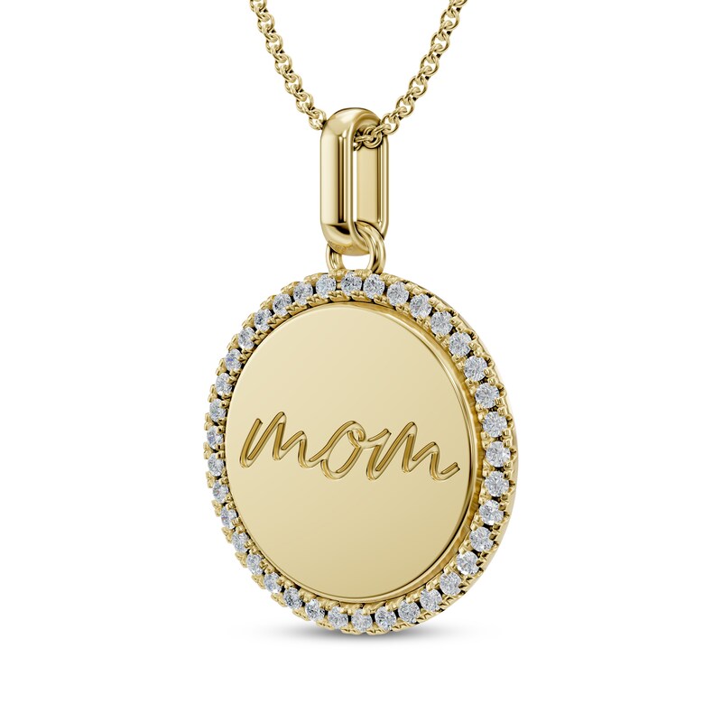 Main Image 2 of "Mom" Diamond Necklace 1/5 ct tw Sterling Silver with 10K Yellow Gold Plate 18"