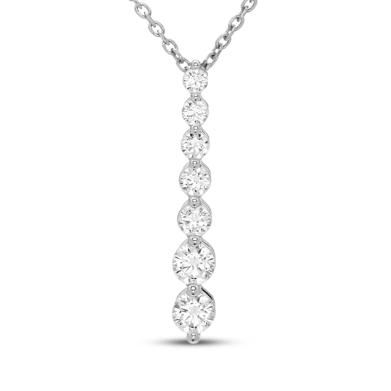 Main Image 1 of Diamond Graduated Vertical Drop Necklace 1/2 ct tw 10K White Gold 18"
