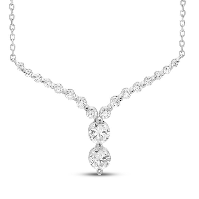 Main Image 1 of Diamond Chevron Necklace 1 ct tw 10K White Gold 18"
