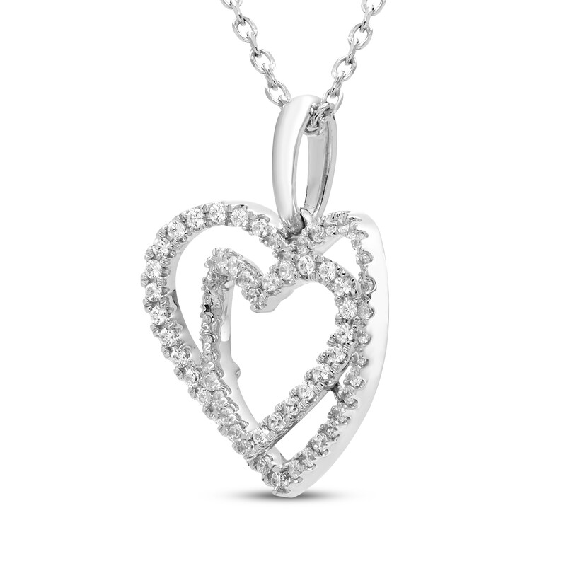 Main Image 2 of Diamond Double Heart Necklace 1/4 ct tw Sterling Silver 18"
