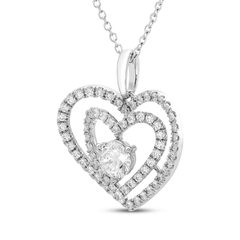 Main Image 2 of Diamond Double Heart Necklace 1 ct tw 10K White Gold 18"