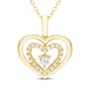 Thumbnail Image 0 of Believe in Love Diamond Double Heart Necklace 1/8 ct tw 10K Yellow Gold 18"