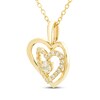 Thumbnail Image 1 of Believe in Love Diamond Double Heart Necklace 1/8 ct tw 10K Yellow Gold 18"